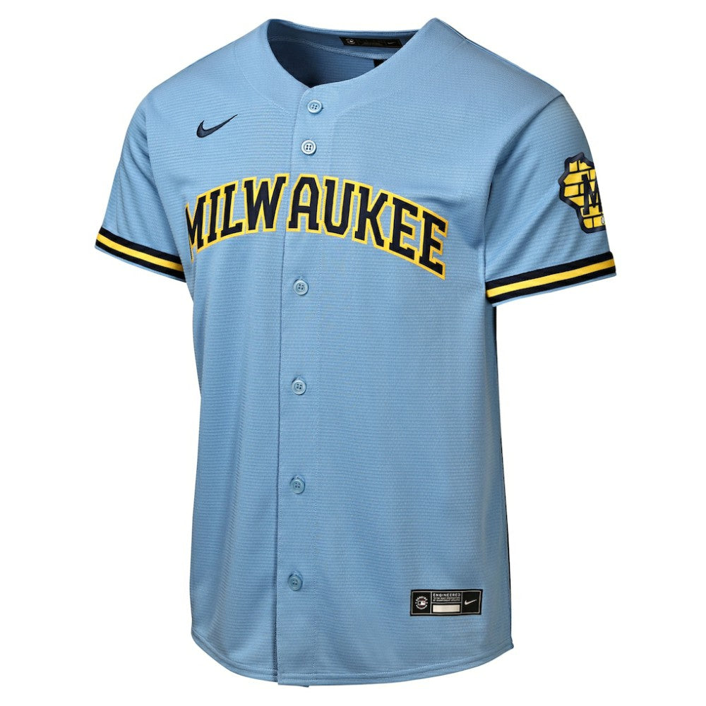 Powder Blue Milwaukee Brewers Nike Youth Road Stadium Jersey