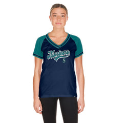 Navy Seattle Mariners New Era Women's Gameday V-Neck T-Shirt