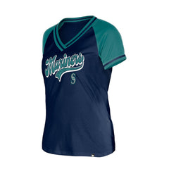 Navy Seattle Mariners New Era Women's Gameday V-Neck T-Shirt