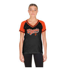 Black San Francisco Giants New Era Women's Gameday V-Neck T-Shirt