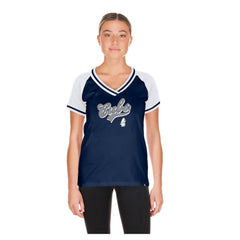 Navy Chicago Cubs New Era Women's Gameday V-Neck T-Shirt