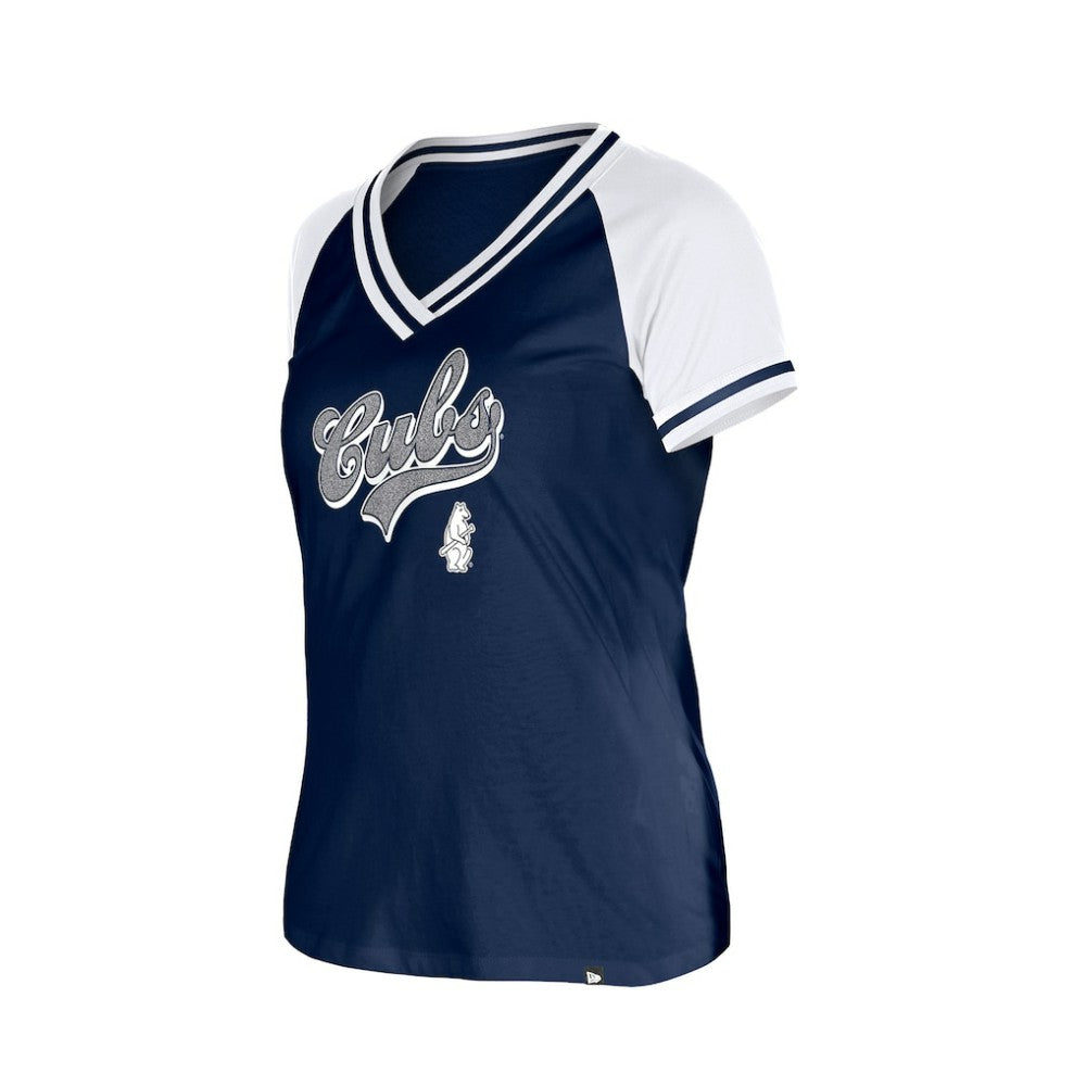 Navy Chicago Cubs New Era Women's Gameday V-Neck T-Shirt