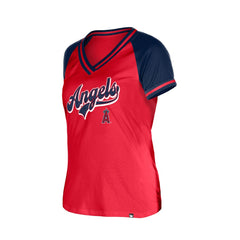 Red Los Angeles Angels New Era Women's Gameday V-Neck T-Shirt