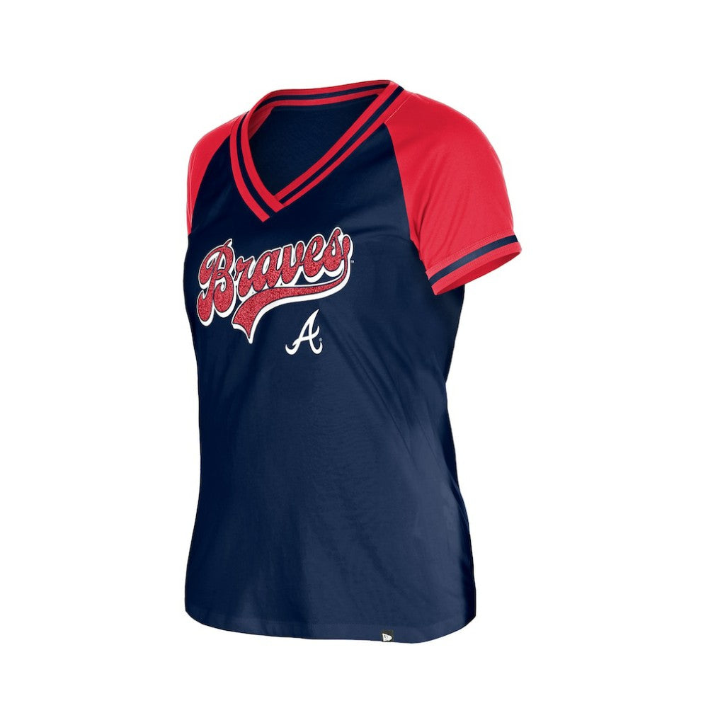 Navy Atlanta Braves New Era Women's Gameday V-Neck T-Shirt