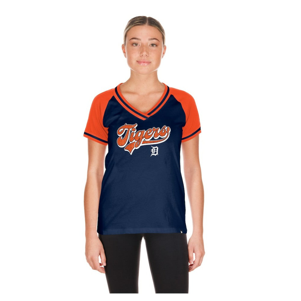 Navy Detroit Tigers New Era Women's Gameday V-Neck T-Shirt