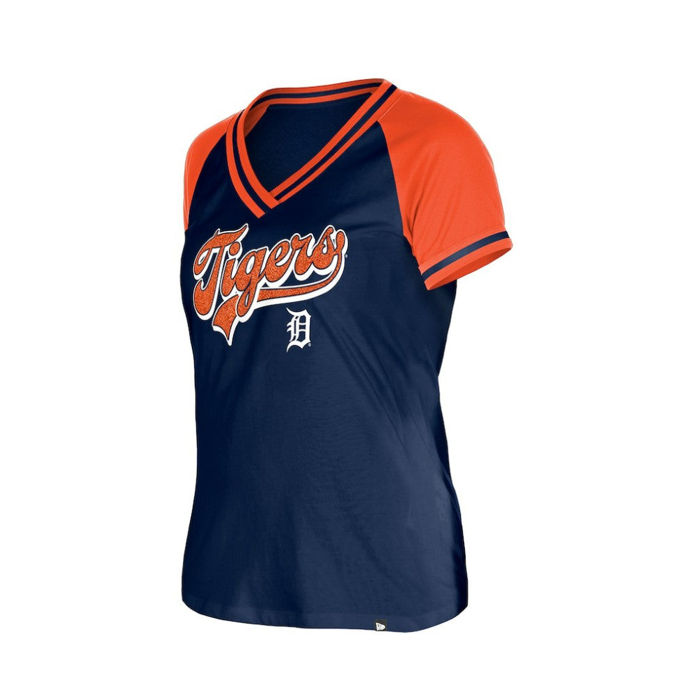 Navy Detroit Tigers New Era Women's Gameday V-Neck T-Shirt