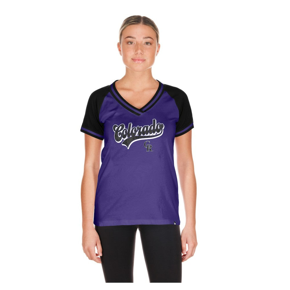 Purple Colorado Rockies New Era Women's Gameday V-Neck T-Shirt