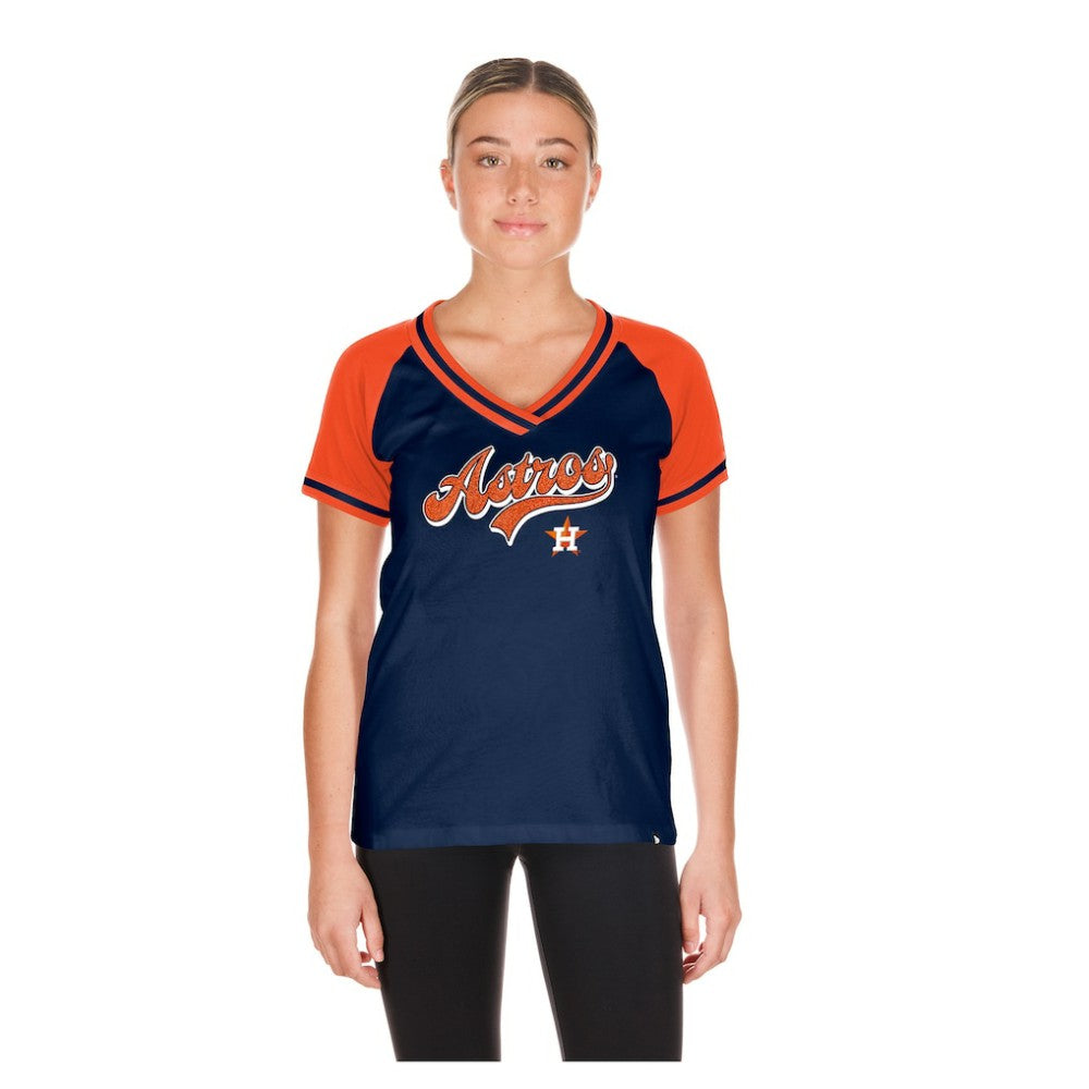 Navy Houston Astros New Era Women's Gameday V-Neck T-Shirt