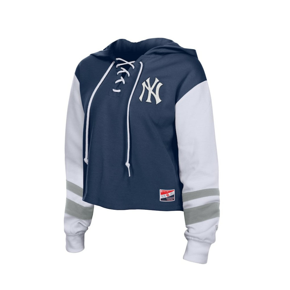 Navy New York Yankees New Era Women's Boxy Lace-Up Hoodie