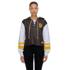 Brown San Diego Padres New Era Women's Boxy Lace-Up Hoodie