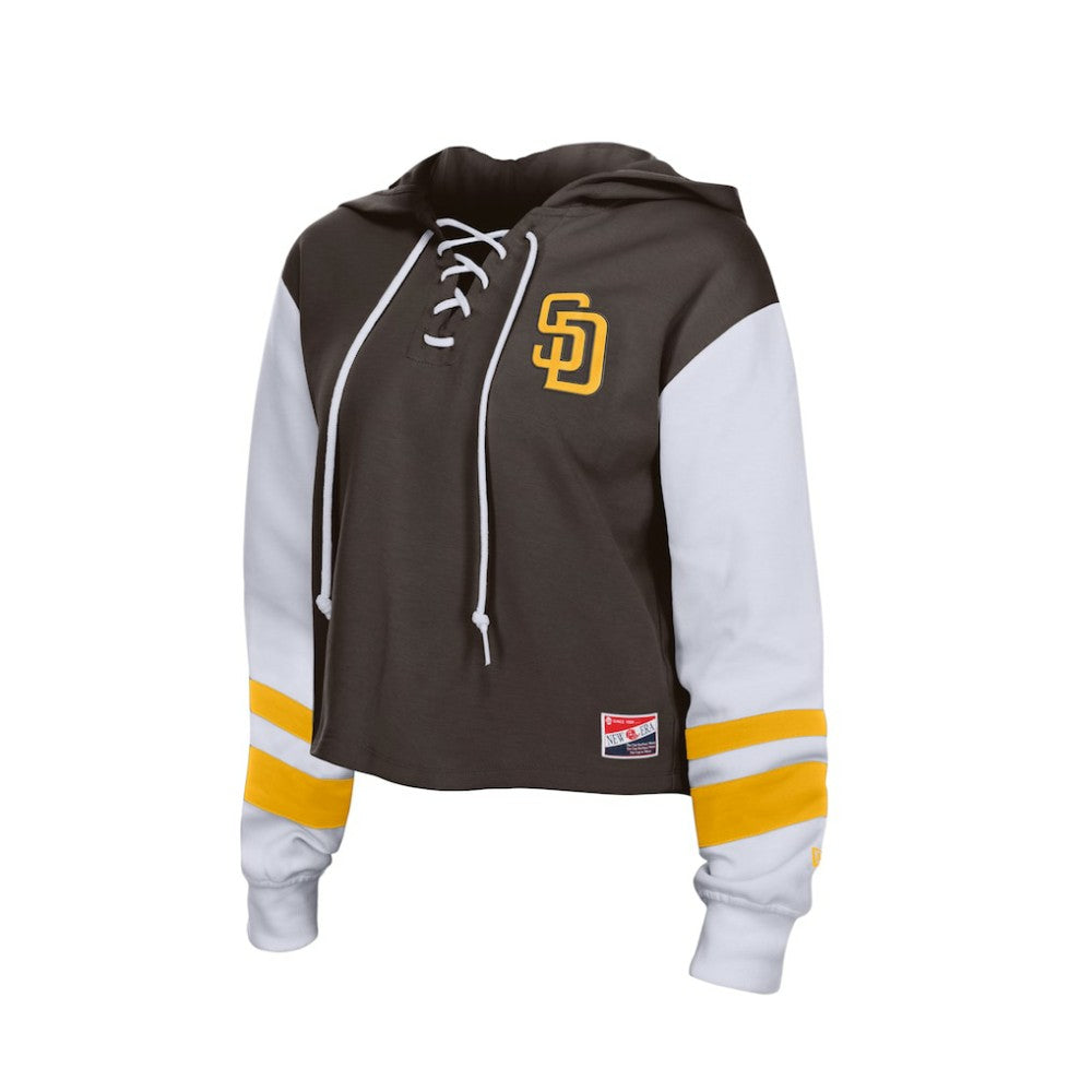 Brown San Diego Padres New Era Women's Boxy Lace-Up Hoodie