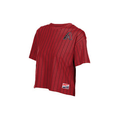 Red Arizona Diamondbacks New Era Women's Throwback Meshback Pinstripe Boxy T-Shirt