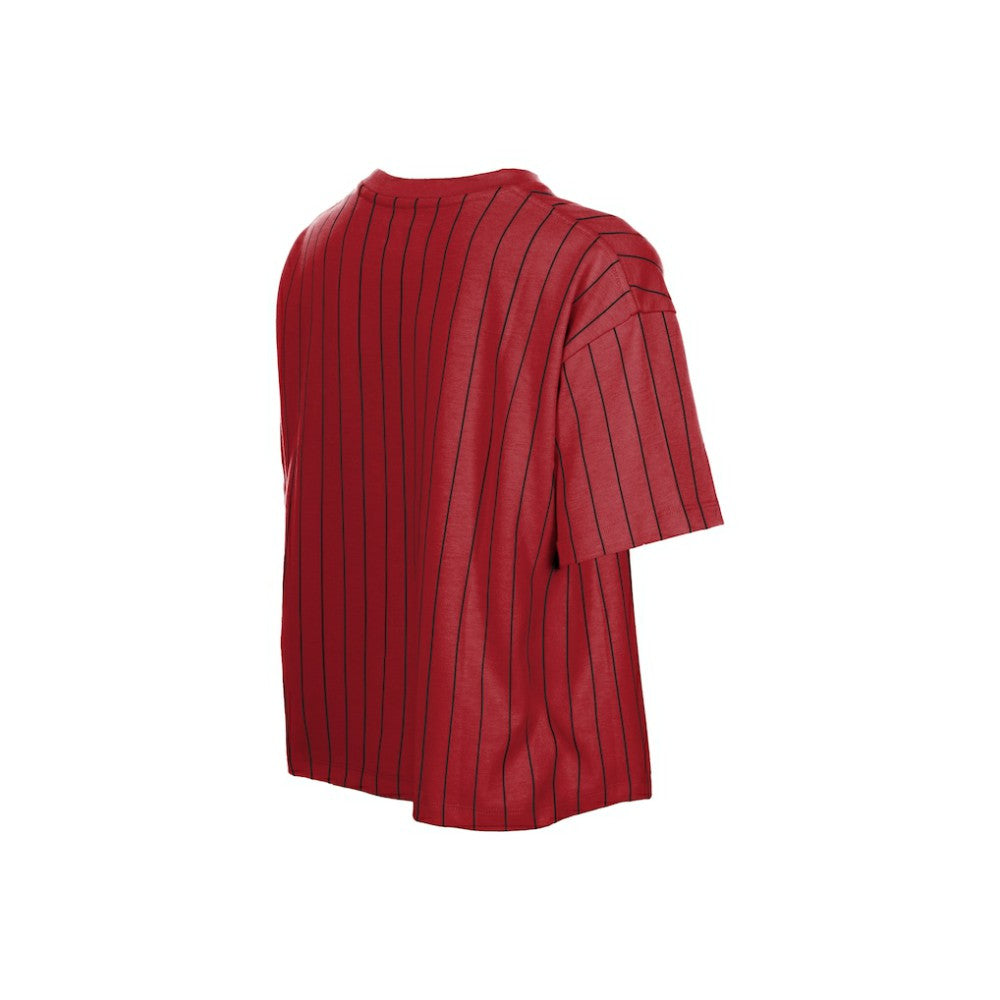 Red Arizona Diamondbacks New Era Women's Throwback Meshback Pinstripe Boxy T-Shirt