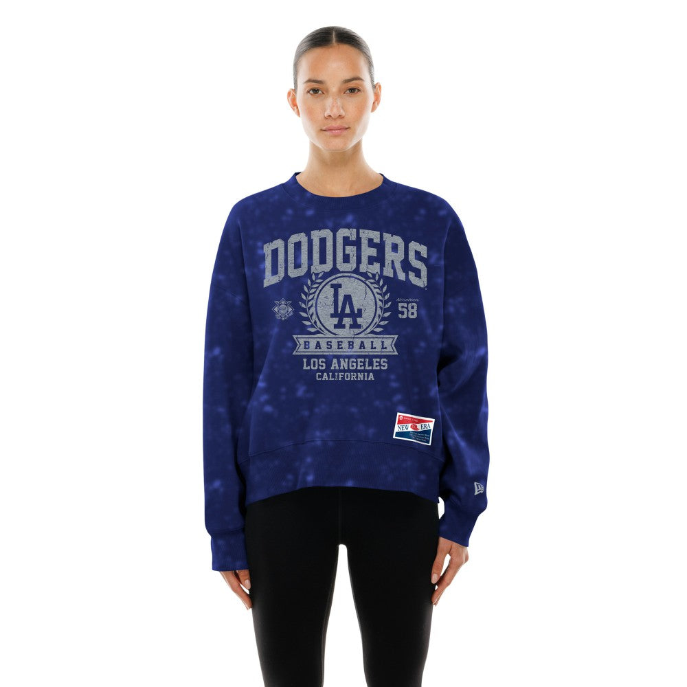 Royal Los Angeles Dodgers New Era Women's Throwback Oversized Boxy Sweatshirt
