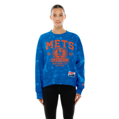 Royal New York Mets New Era Women's Throwback Oversized Boxy Sweatshirt