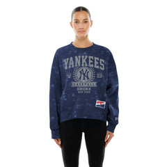 Navy New York Yankees New Era Women's Throwback Oversized Boxy Sweatshirt