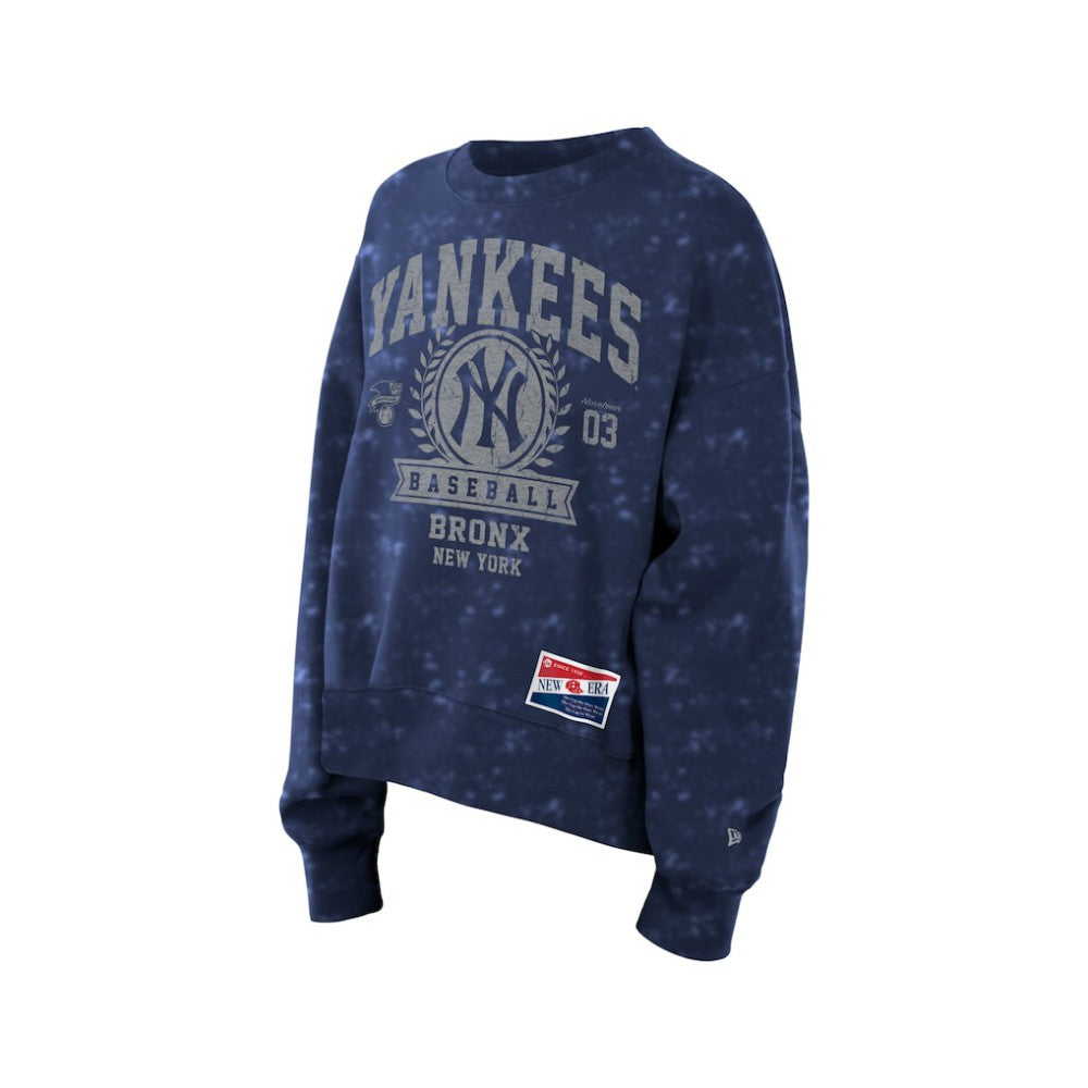 Navy New York Yankees New Era Women's Throwback Oversized Boxy Sweatshirt