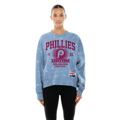 Light Blue Philadelphia Phillies New Era Women's Throwback Oversized Boxy Sweatshirt