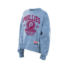 Light Blue Philadelphia Phillies New Era Women's Throwback Oversized Boxy Sweatshirt