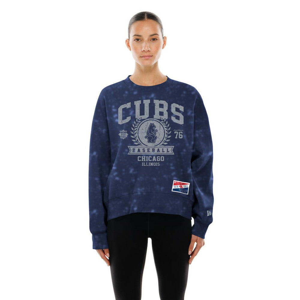 Royal Chicago Cubs New Era Women's Throwback Oversized Boxy Sweatshirt