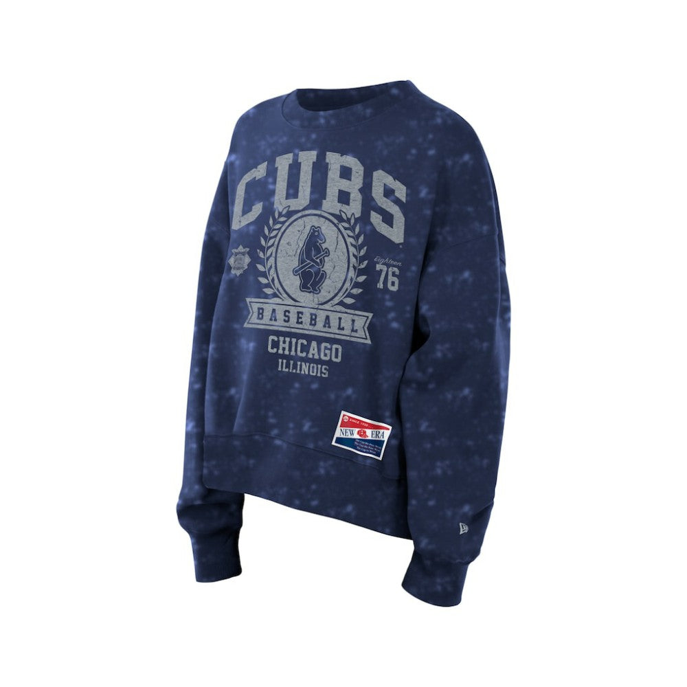 Royal Chicago Cubs New Era Women's Throwback Oversized Boxy Sweatshirt