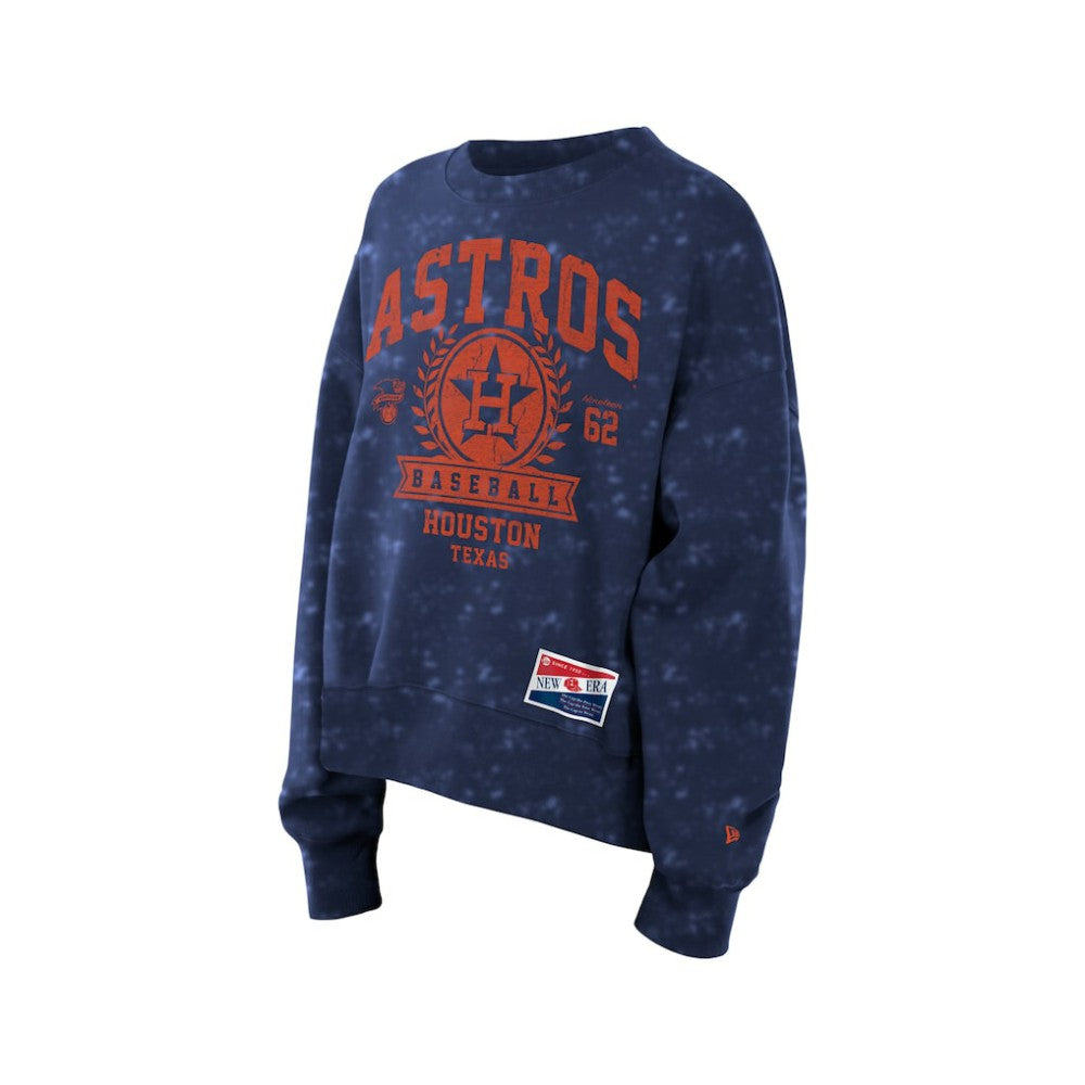 Navy Houston Astros New Era Women's Throwback Oversized Boxy Sweatshirt