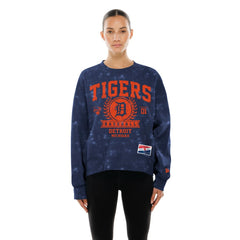 Navy Detroit Tigers New Era Women's Throwback Oversized Boxy Sweatshirt