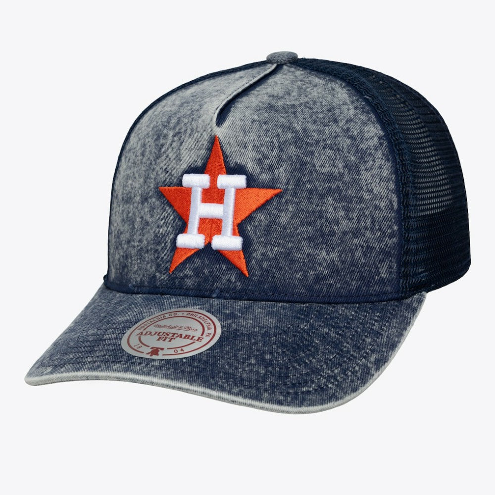 Navy Houston Astros Mitchell & Ness Unisex Cooperstown Gameday Adjustable Trucker Hat