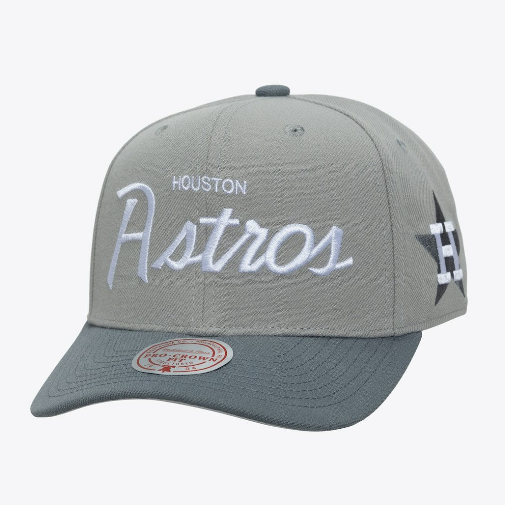 Gray Houston Astros Mitchell & Ness Cooperstown Thunderstorm Head Coach Pro-Crown Adjustable Hat