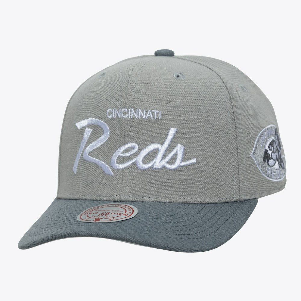 Gray Cincinnati Reds Mitchell & Ness Cooperstown Thunderstorm Head Coach Pro-Crown Adjustable Hat