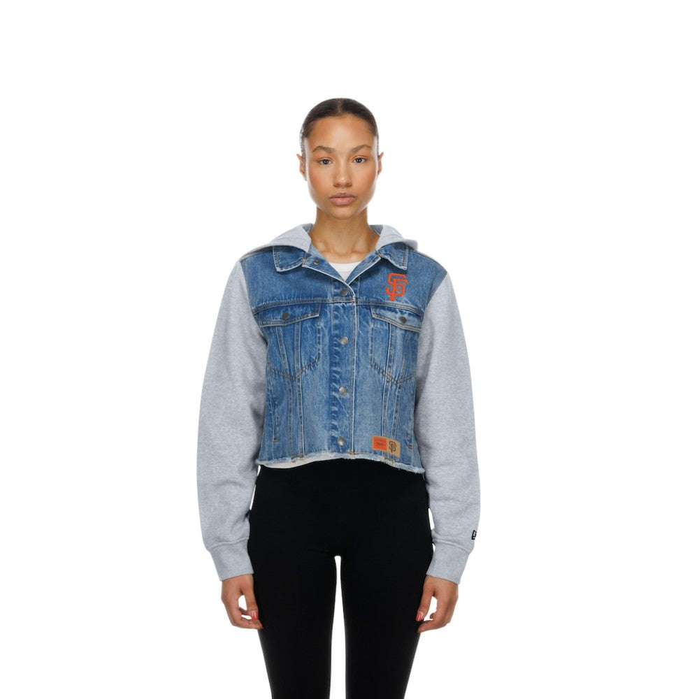 Denim San Francisco Giants New Era Women's Full-Snap Gameday Hybrid Hoodie