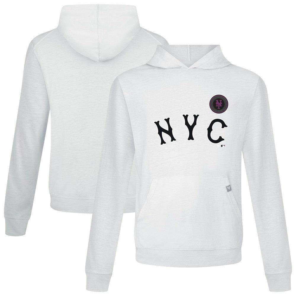 White New York Mets Levelwear City Connect Relay Core Logo Pullover Hoodie