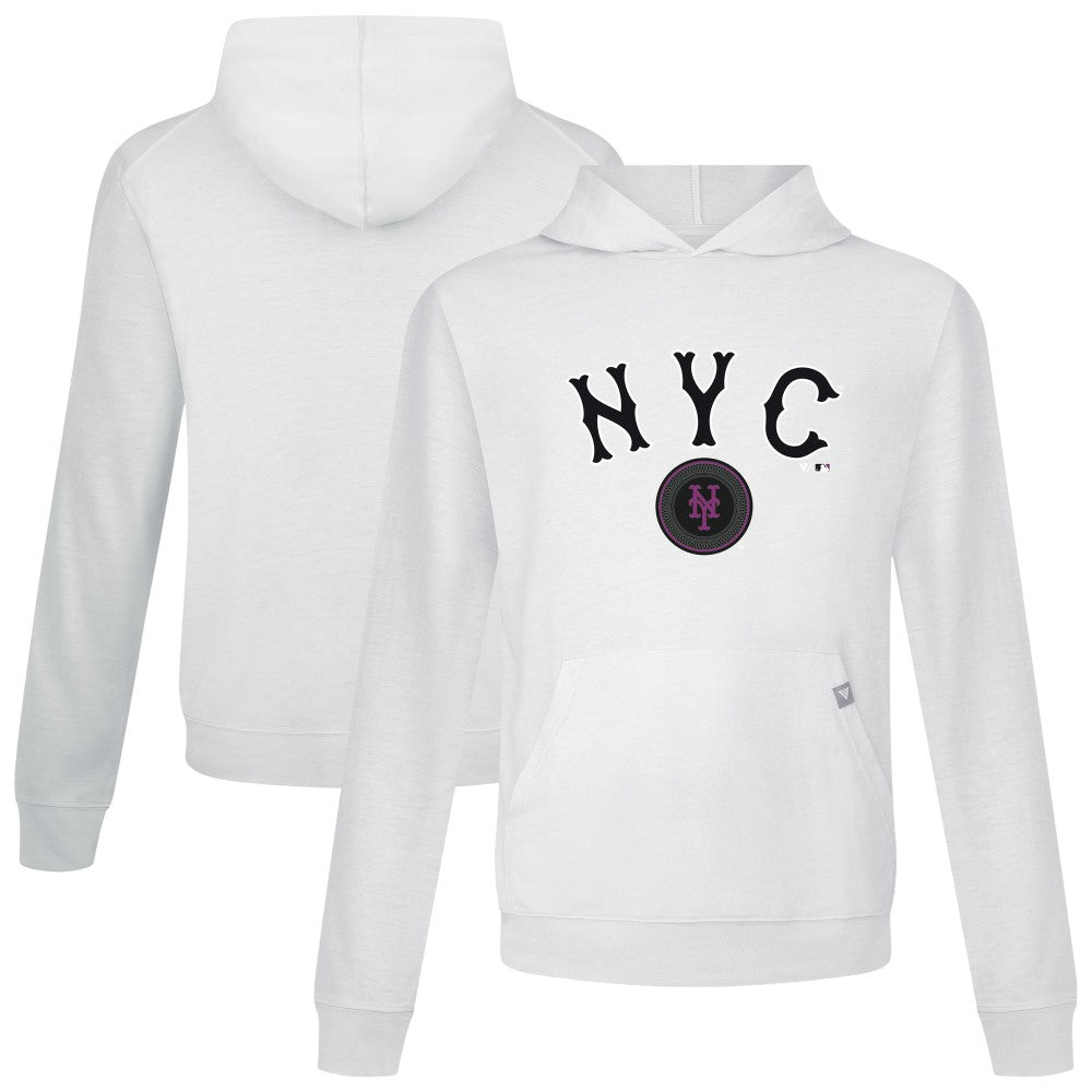 White New York Mets Levelwear City Connect Relay Back Splash Pullover Hoodie