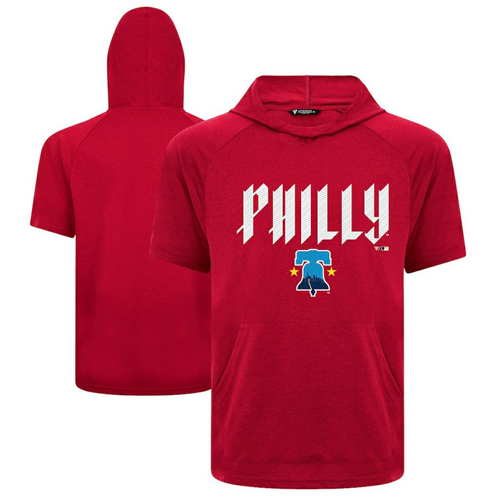 Red Philadelphia Phillies Levelwear City Connect Phase Back Plash Hoodie T-Shirt