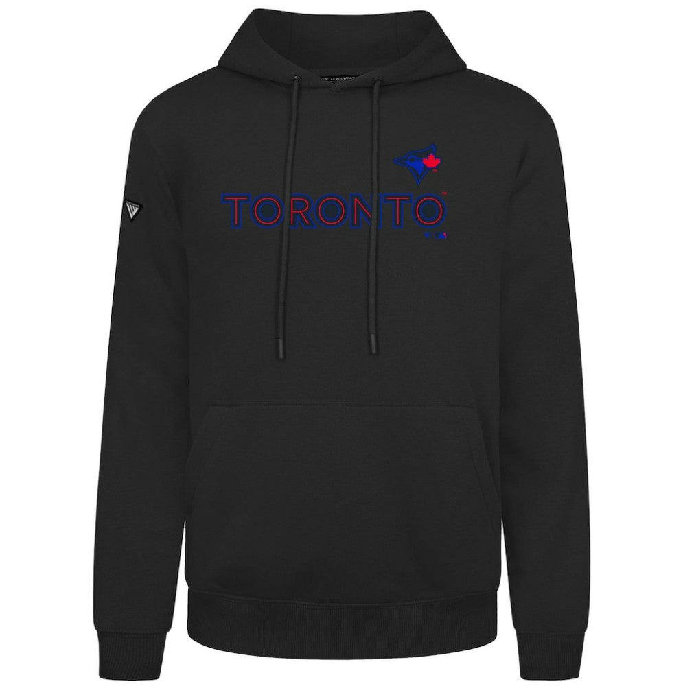 Black Toronto Blue Jays Levelwear City Connect Podium Core Logo Pullover Hoodie