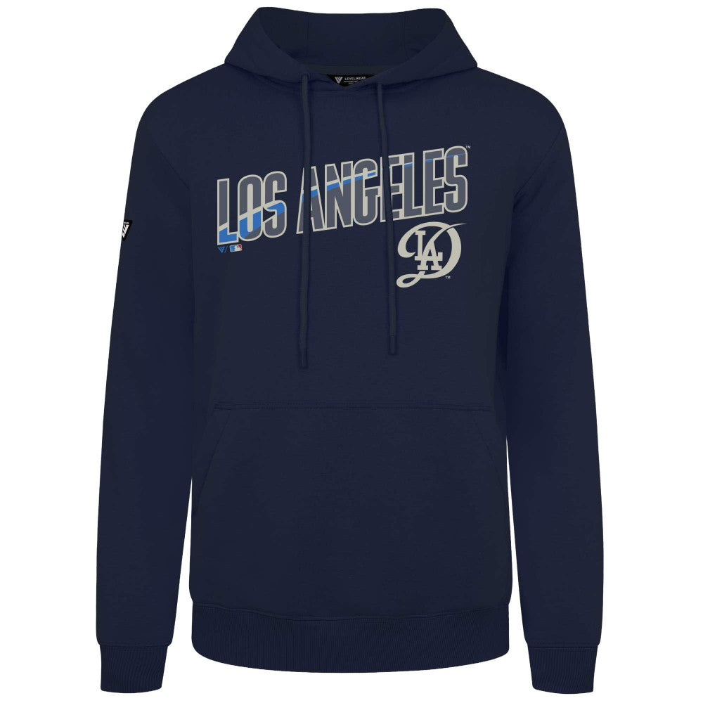 Navy Los Angeles Dodgers Levelwear City Connect Podium Back Splash Pullover Hoodie
