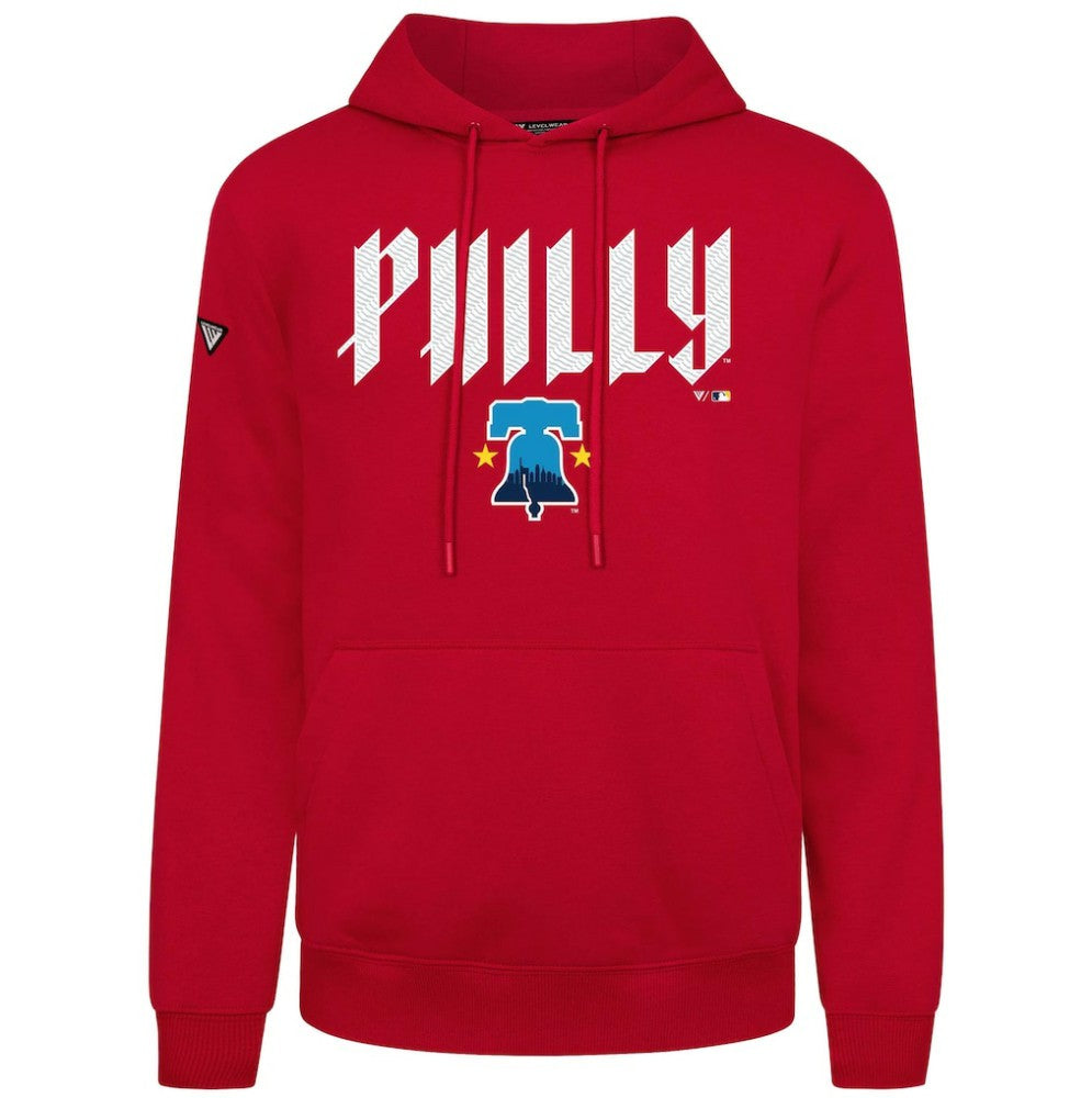 Red Philadelphia Phillies Levelwear City Connect Podium Back Splash Pullover Hoodie