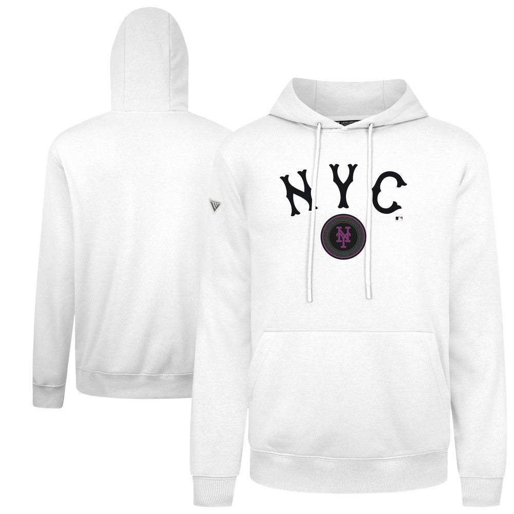 White New York Mets Levelwear City Connect Podium Back Splash Pullover Hoodie