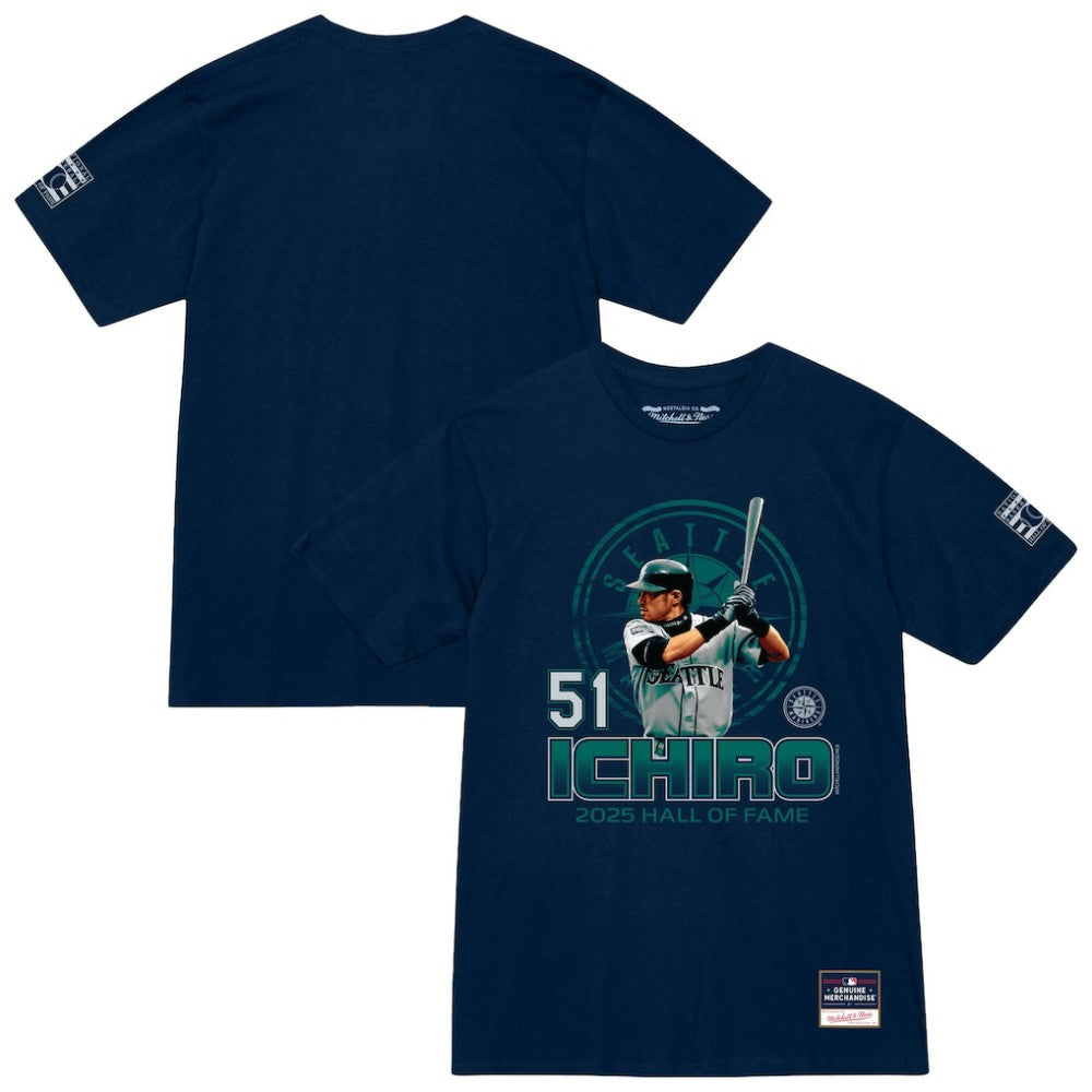 Navy Ichiro Suzuki Seattle Mariners Mitchell & Ness Hall of Fame Hitter T-Shirt