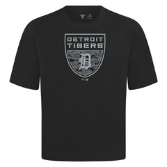 Black Detroit Tigers Levelwear Oversized Luxe Signature Knit Buckler T-Shirt