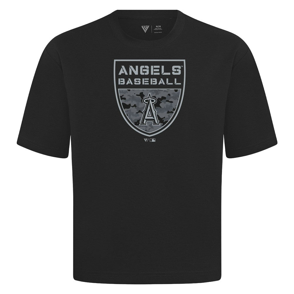 Black Los Angeles Angels Levelwear Oversized Luxe Signature Knit Buckler T-Shirt