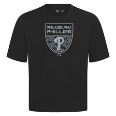 Black Philadelphia Phillies Levelwear Oversized Luxe Signature Knit Buckler T-Shirt