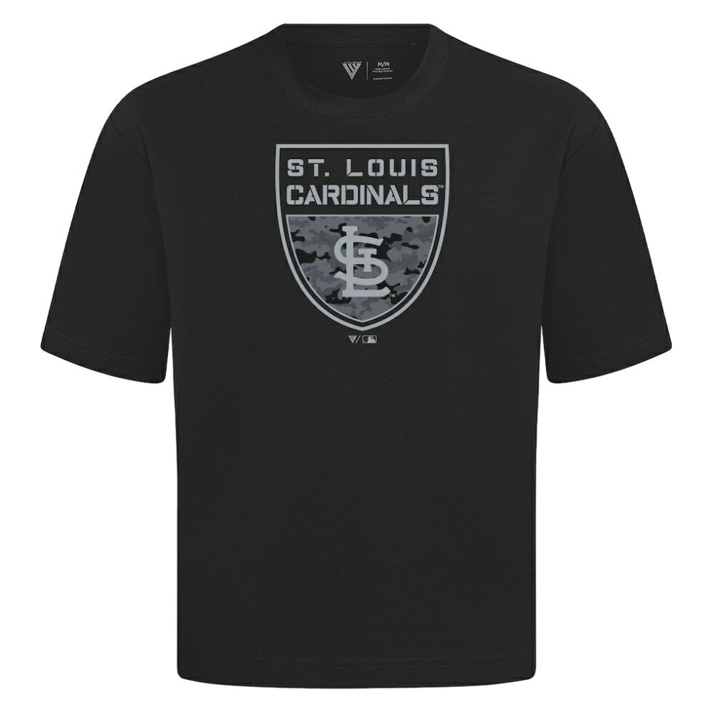 Black St. Louis Cardinals Levelwear Oversized Luxe Signature Knit Buckler T-Shirt