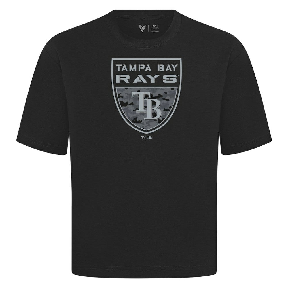 Black Tampa Bay Rays Levelwear Oversized Luxe Signature Knit Buckler T-Shirt