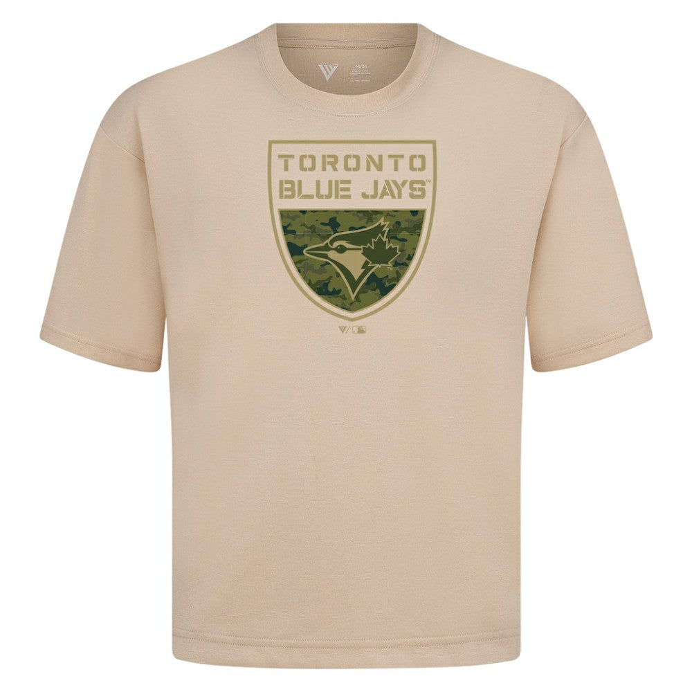 Khaki Toronto Blue Jays Levelwear Oversized Luxe Signature Knit Buckler T-Shirt