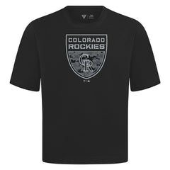 Black Colorado Rockies Levelwear Oversized Luxe Signature Knit Buckler T-Shirt