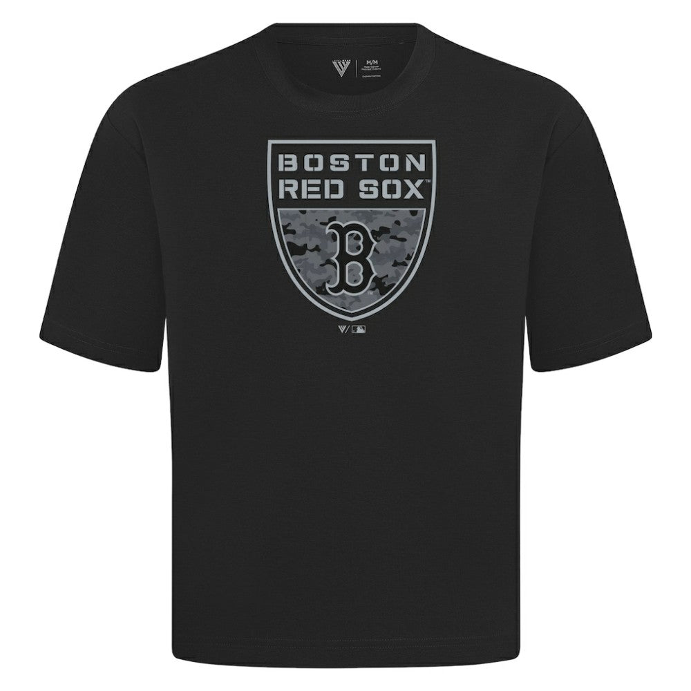 Black Boston Red Sox Levelwear Oversized Luxe Signature Knit Buckler T-Shirt