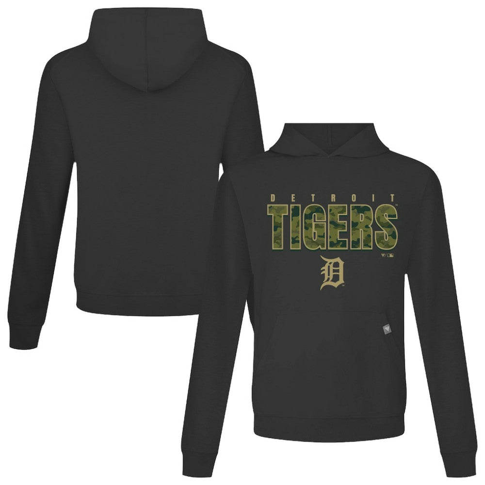 Black Detroit Tigers Levelwear Relay Protect Pullover Hoodie