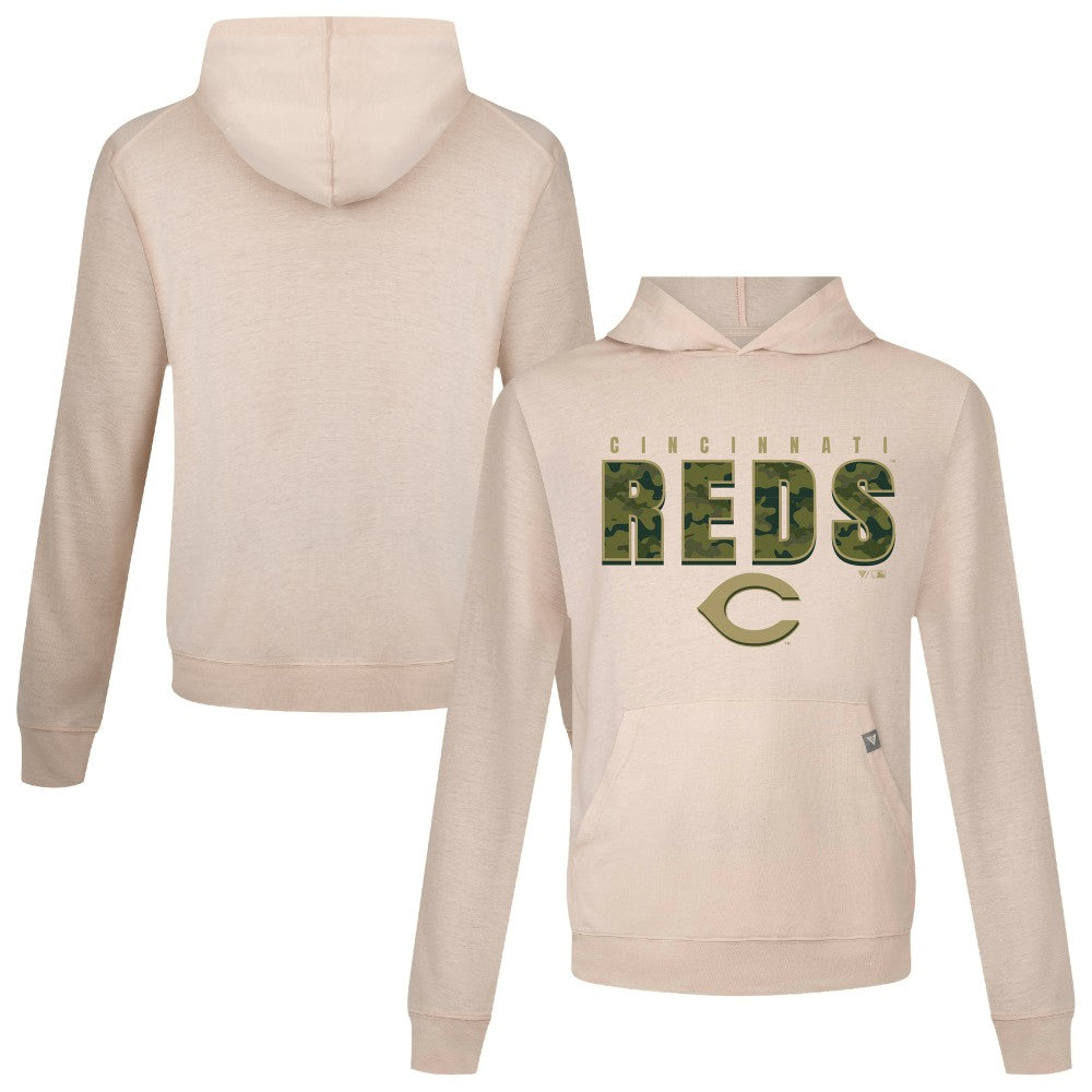 Khaki Cincinnati Reds Levelwear Relay Protect Pullover Hoodie