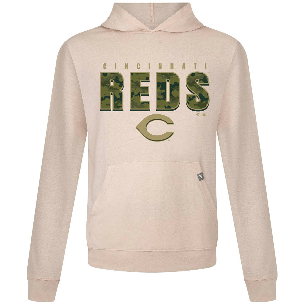 Khaki Cincinnati Reds Levelwear Relay Protect Pullover Hoodie